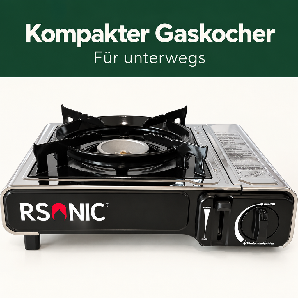 Rsonic Gaskocher Campingkocher 2,2 KW Picknickkocher Kartuschen-Kocher + Koffer