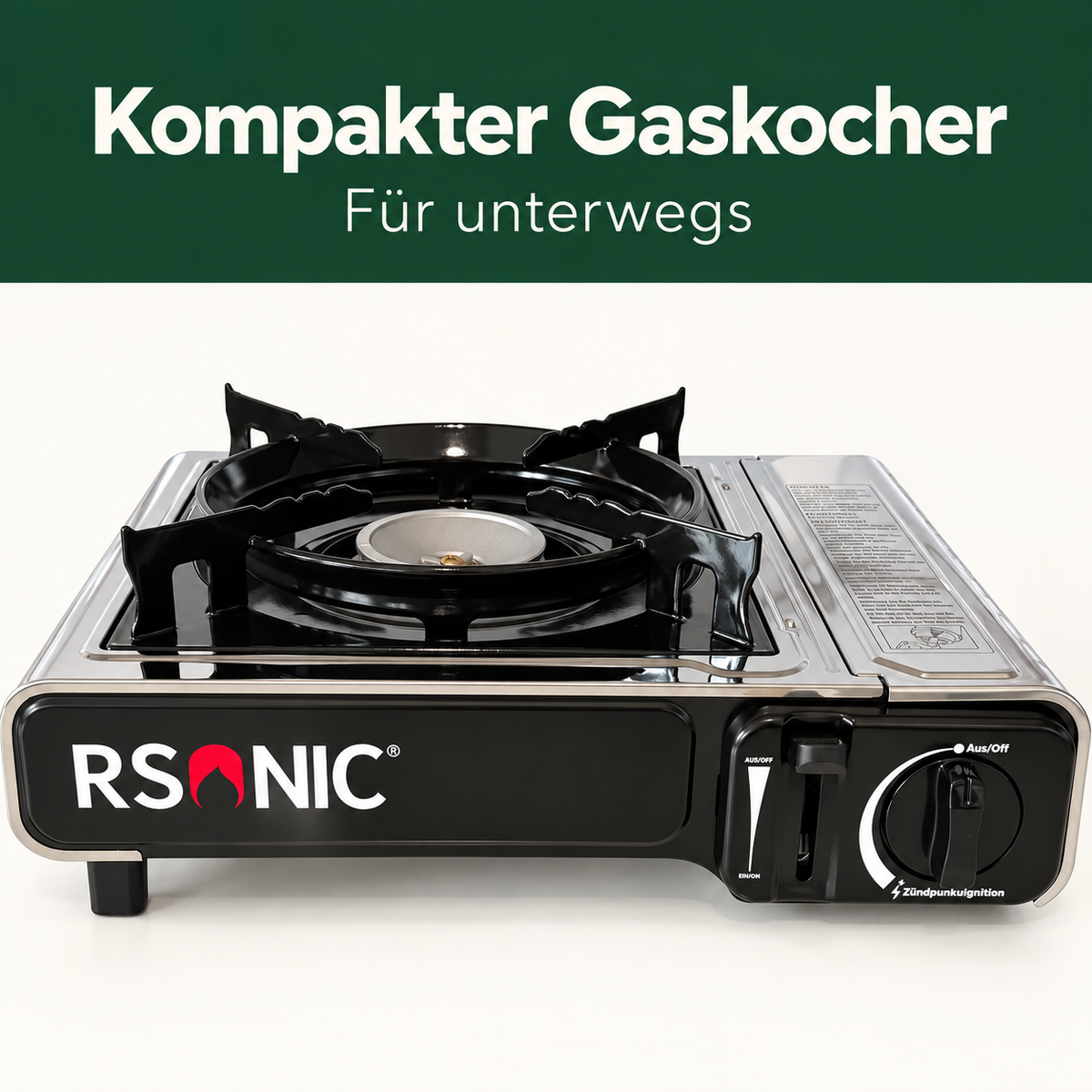 Rsonic Gaskocher Campingkocher 2,2 KW Picknickkocher Kartuschen-Kocher + Koffer