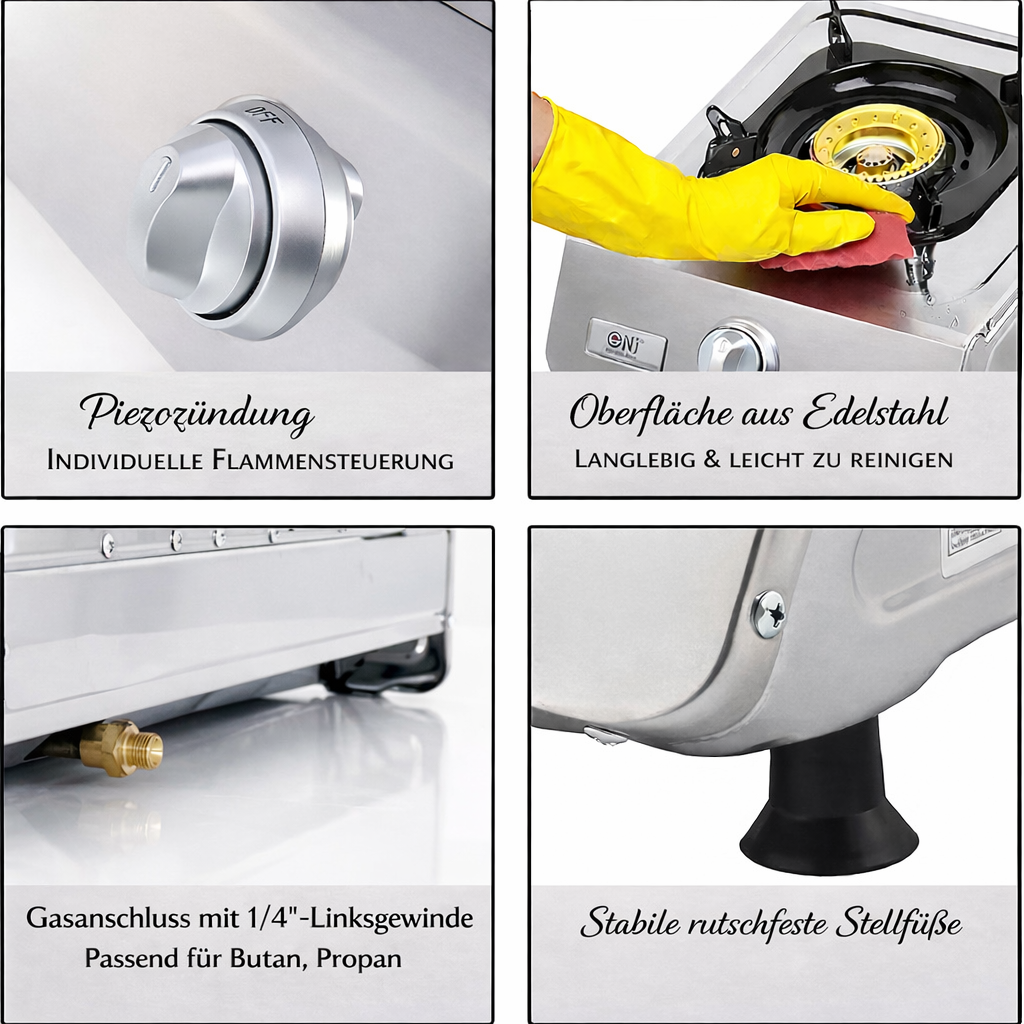 NGB-100 Edelstahl Camping Gaskocher 1 flammig Propan Campingkocher