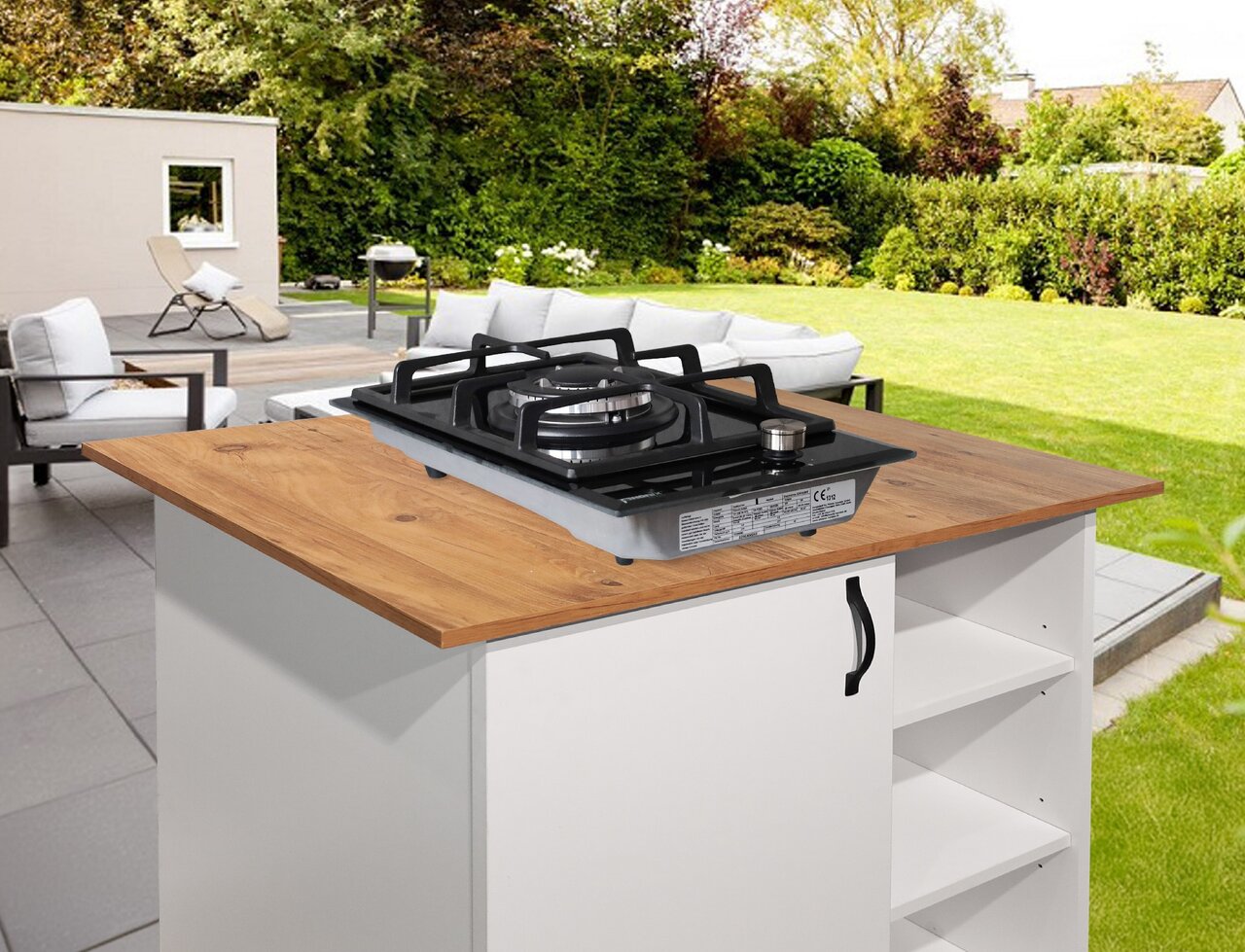 Phönix 101GBT Gaskochfeld Glas Gaskocher 1 flammig Wok, Propan /H-Gas