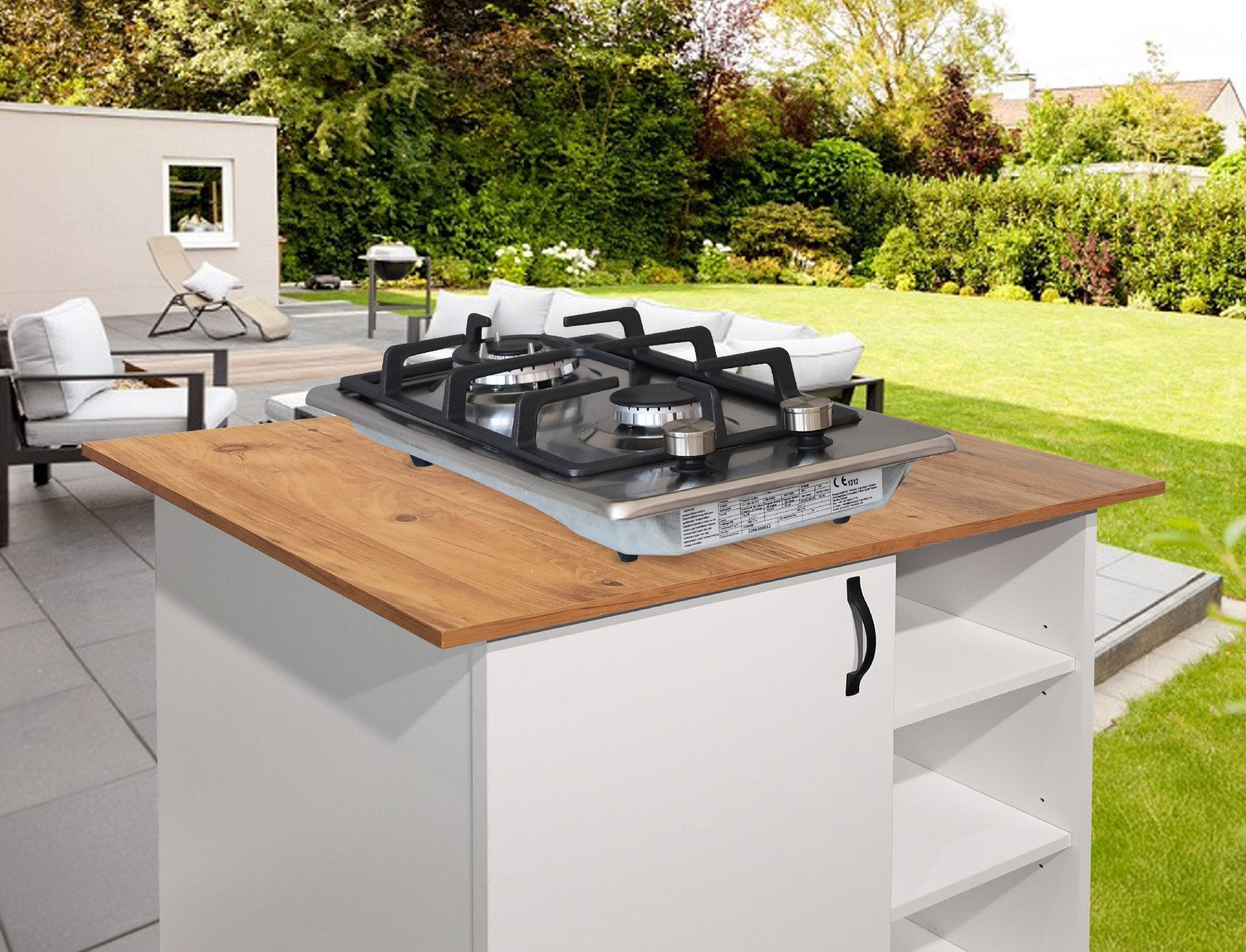 Phönix 102SBT Gaskochfeld Edelstahl Gaskocher 2 flammig, Propan /H-Gas