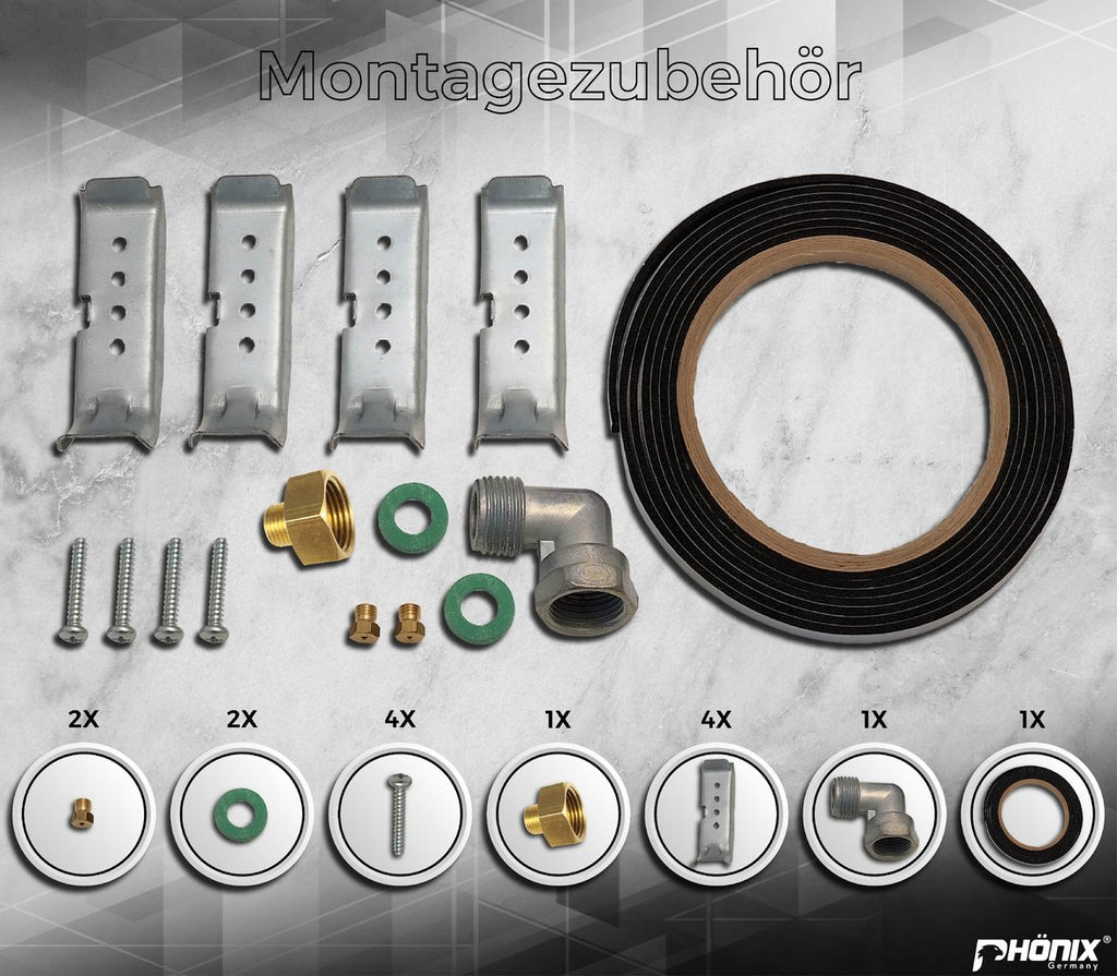 Phönix 112GBT Gaskochfeld Glas Gaskocher 2 flammig, Propan /H-Gas +Set