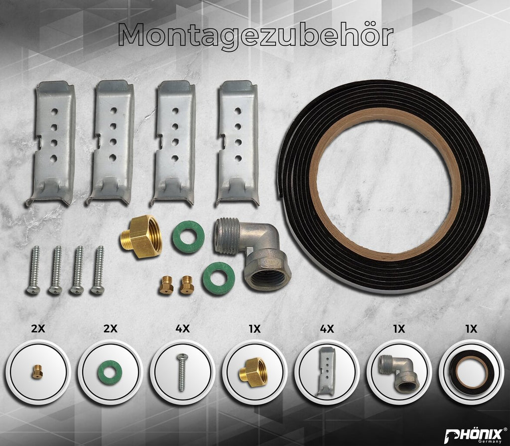 Phönix Domino-GT Gaskochfeld Glas 2 flammig Autark + Set Propan /H-Gas