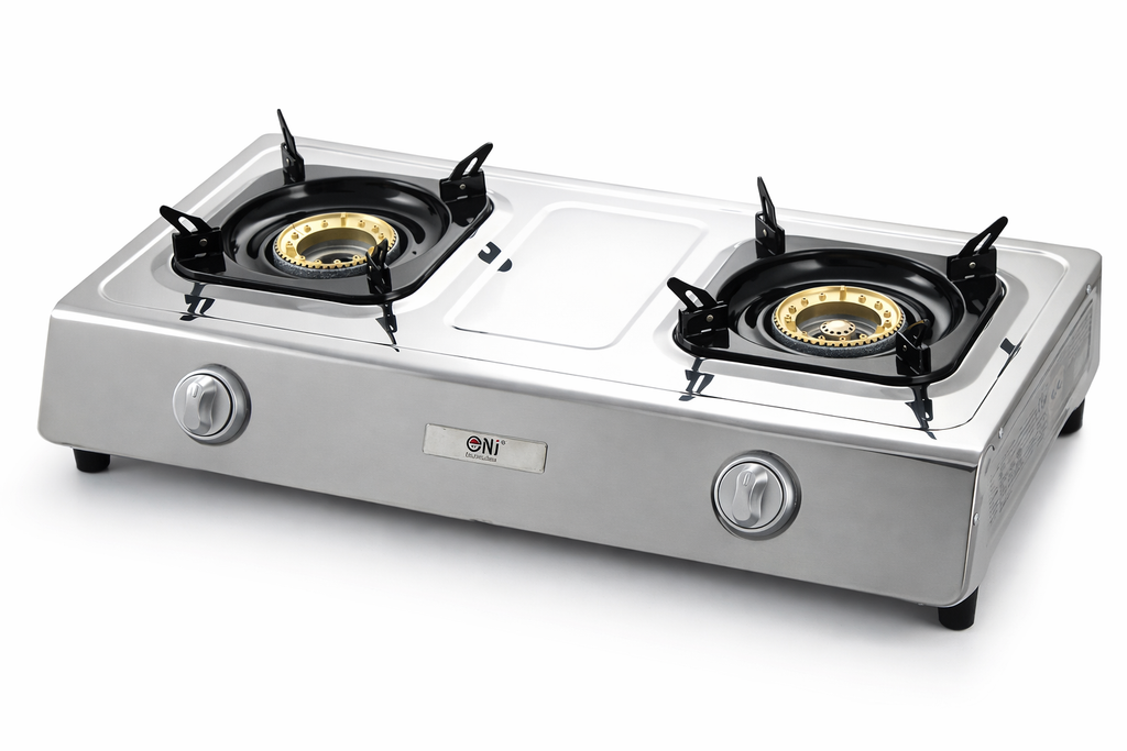 NSD-2 Edelstahl Gaskocher 2 flammig mit Zündsicherung Campingkocher