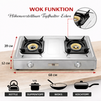 NGB-200 Edelstahl Gaskocher 2 flammig Propan Commpingkocher Gasherd