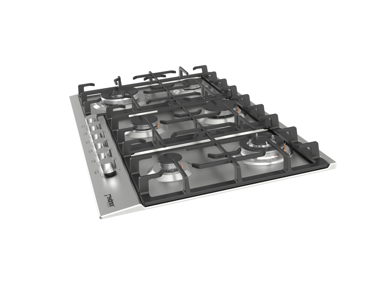 Phönix PS-906L Gaskochfeld 6 flammig Edelstahl 90cm Propan / Erdgas, H