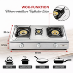 NGB-300 Edelstahl Gaskocher 3 flammig Campingkocher Propangas