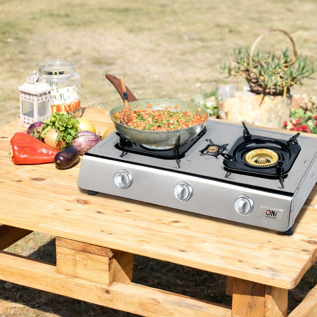 NGB-300 Edelstahl Gaskocher 3 flammig Campingkocher Propangas