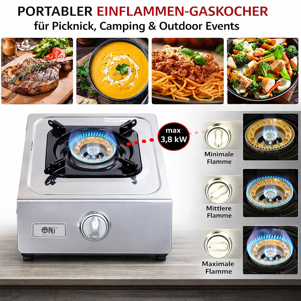 NGB-100 Edelstahl Camping Gaskocher 1 flammig Propan Campingkocher