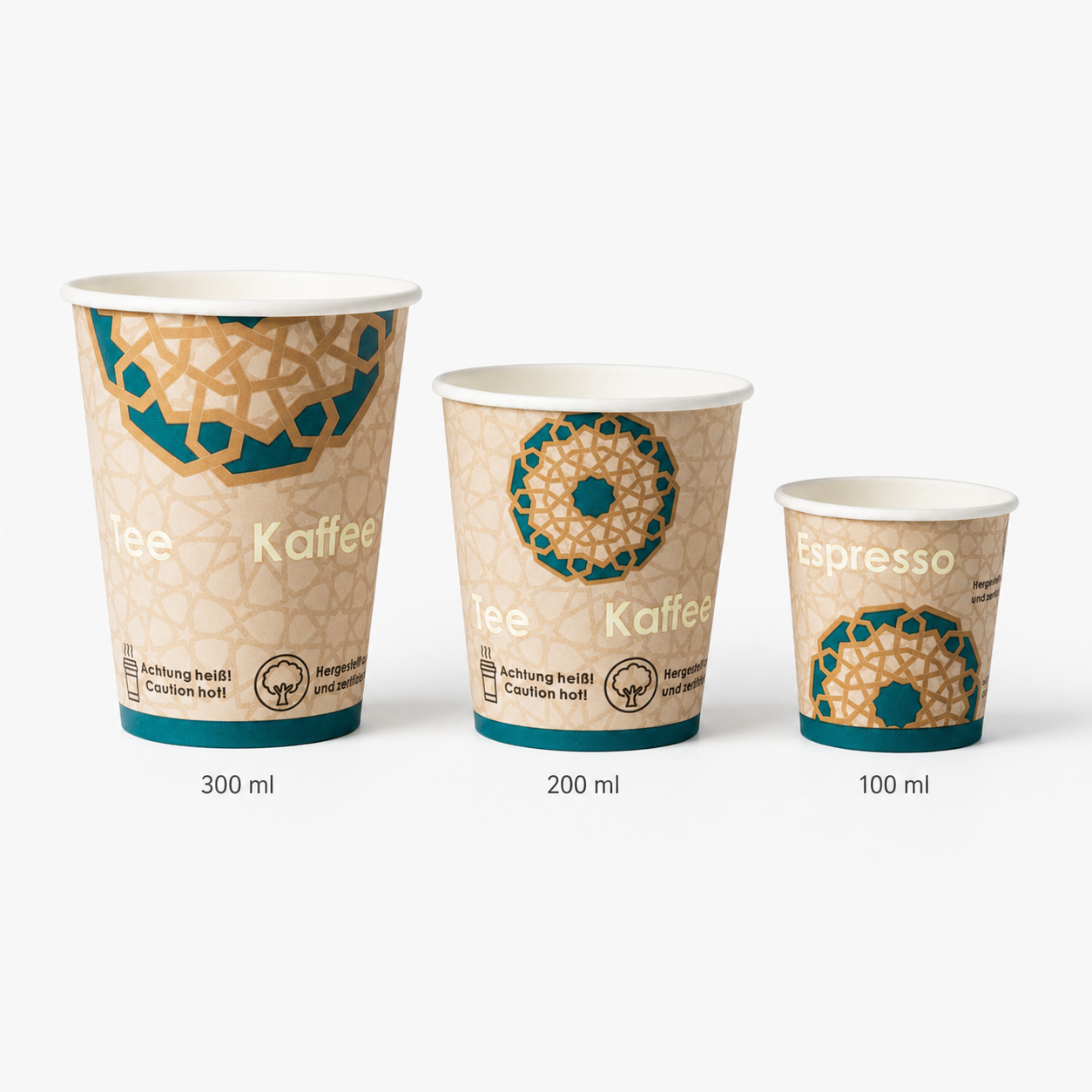 Pappbecher To Go – 100 Stück | 100 ml, 200 ml oder 300 ml