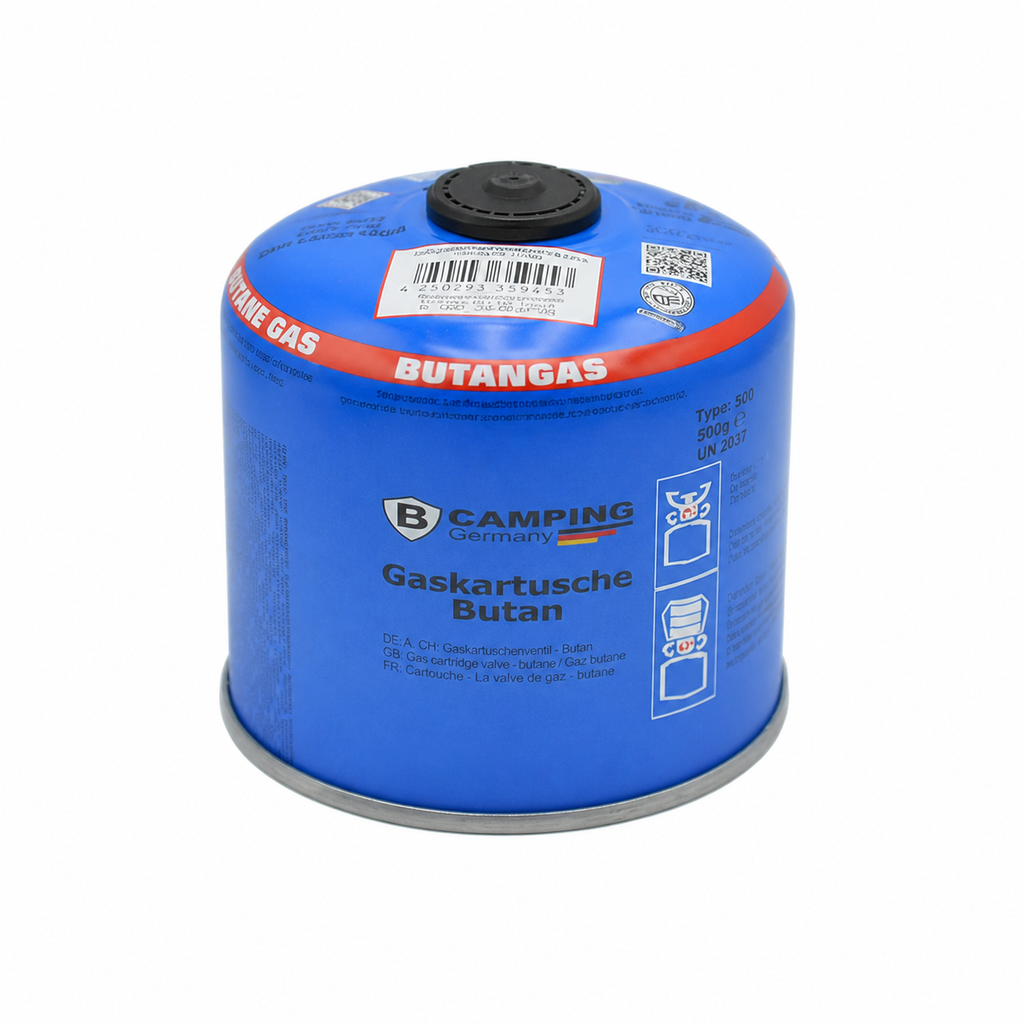 Butan-Gaskartusche 500 g mit Schraubventil für Gaskocher & Gasbrenner