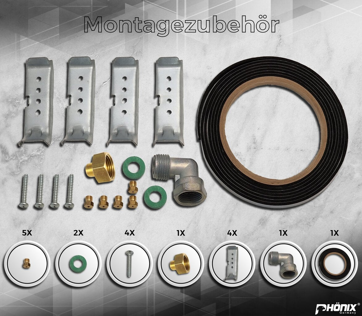 Phönix PG-701T Gaskochfeld 5 flammig Glas Einbauherd LPG /Erdgas