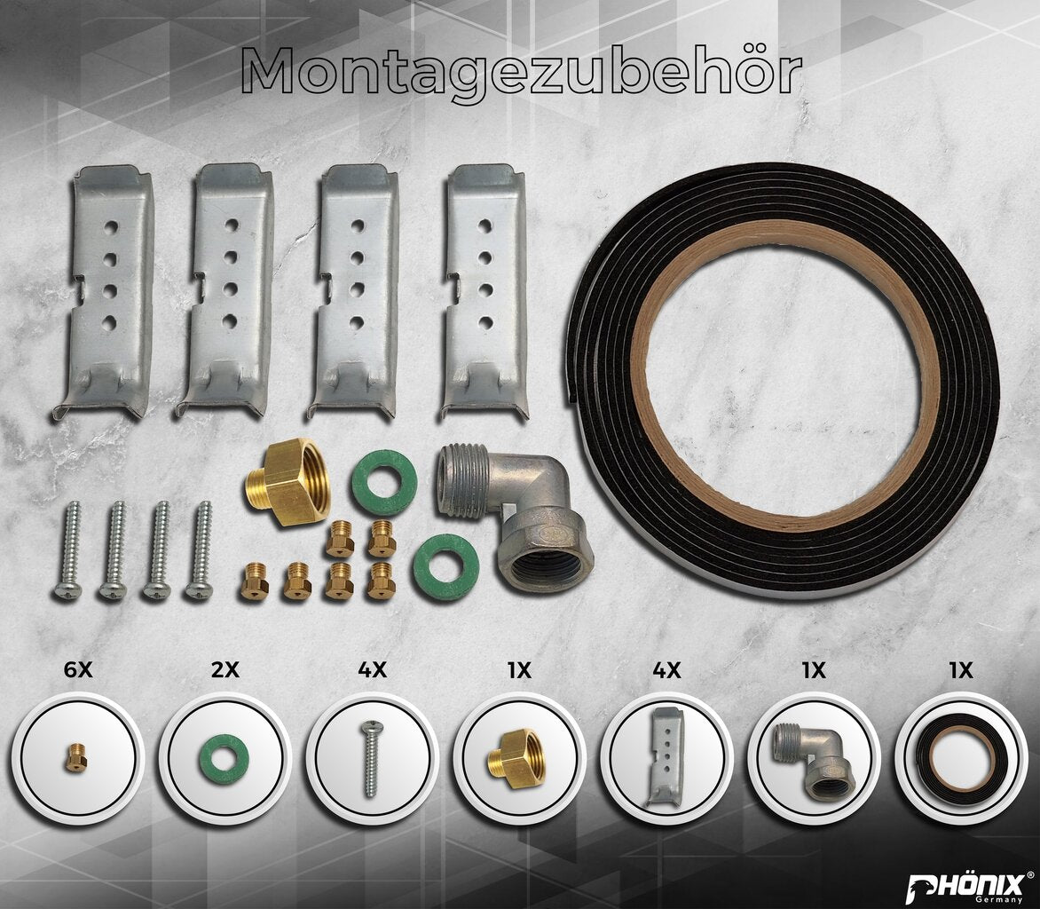 Phönix PS-906L Gaskochfeld 6 flammig Edelstahl 90cm Propan / Erdgas, H