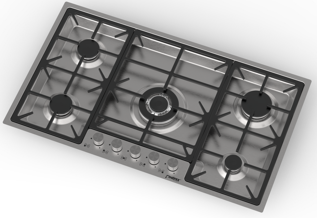 Phönix PS-905FL flächenbündiges Gaskochfeld 5 flammig Edelstahl