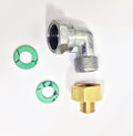 Gasadapter-Set Messing 1/2 Zoll R auf 1/4 Zoll links mit 90 Grad Winkel