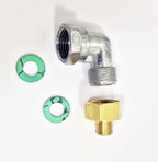 Gasadapter-Set Messing 1/2 Zoll R auf 1/4 Zoll links mit 90 Grad Winkel