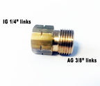 Reduzierstück IG 1/4" links × AG 3/8" links – Gasadapter Messing