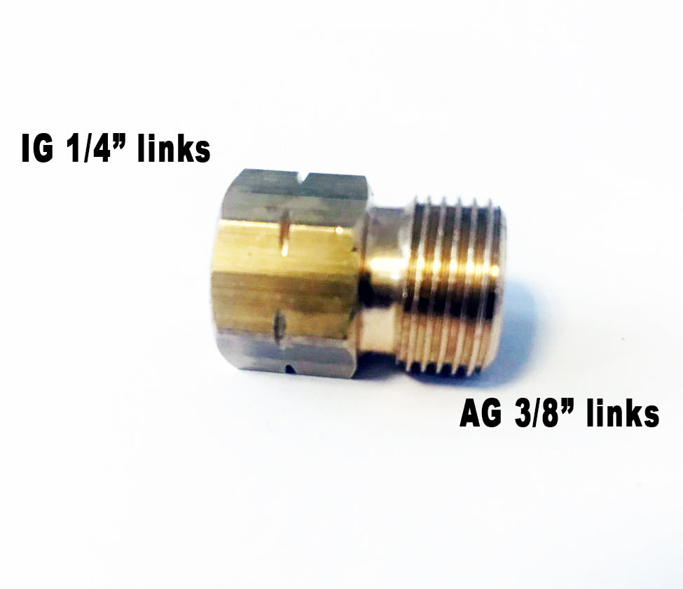 Reduzierstück IG 1/4" links × AG 3/8" links – Gasadapter Messing