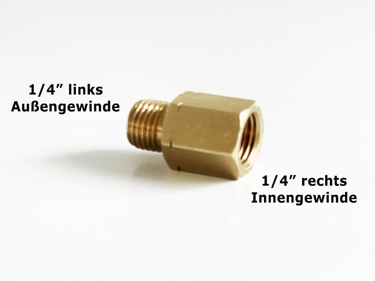 Verbindungsstück Gasadapter IG 1/4 Zoll R auf AG 1/4 Zoll links