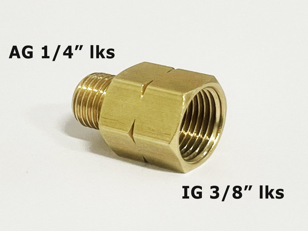 Verbindungsstück Gasadapter IG 3/8 Zoll links auf AG 1/4 Zoll links