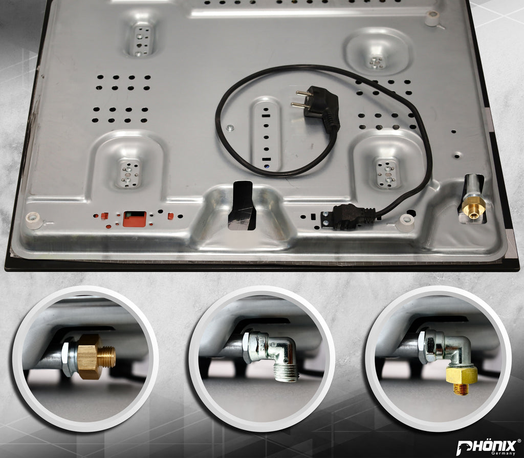 Phönix PE-603ET kombi Gaskochfeld 4 flammig Glaskeramik emailliert +
