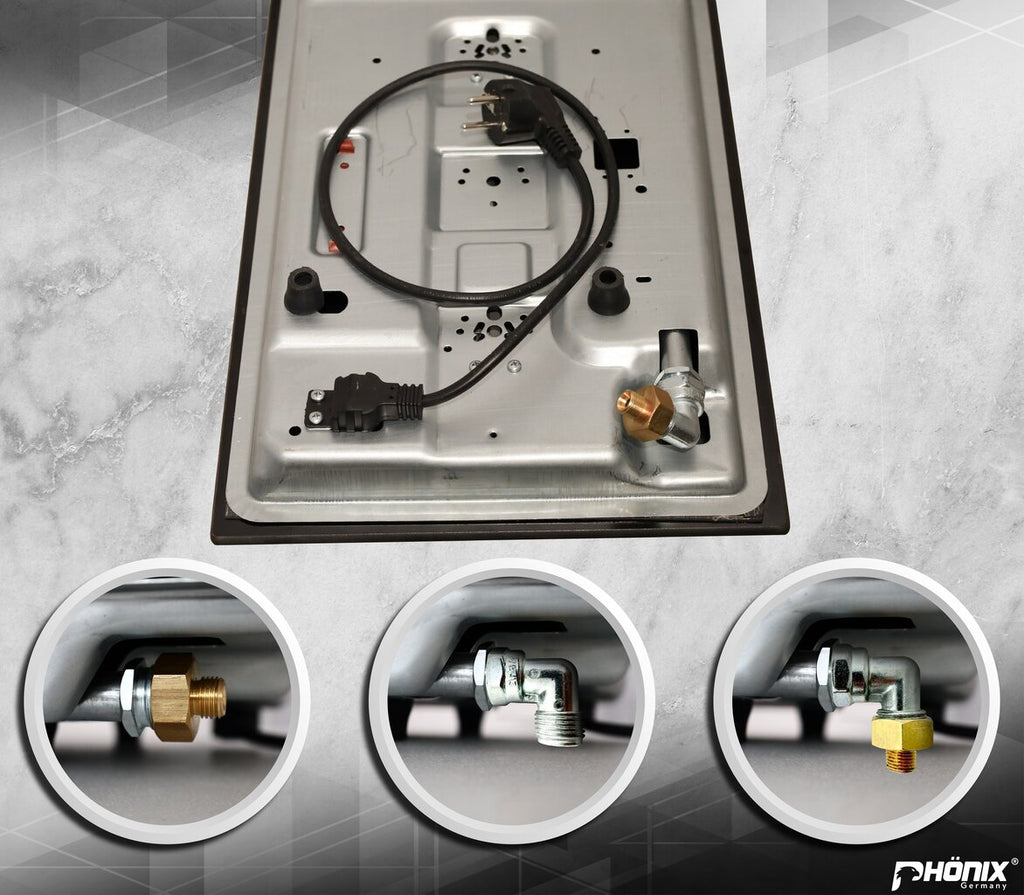 Phönix Domino-ST Gaskochfeld Edelstahl Gaskocher 2 flammig Propan +Set