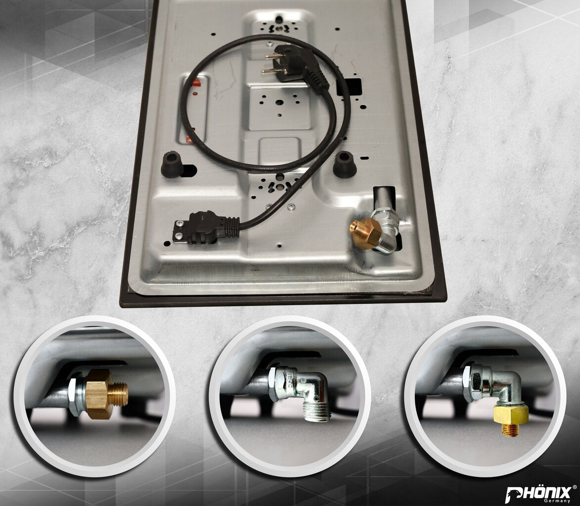 Phönix Domino-ST Gaskochfeld Edelstahl Gaskocher 2 flammig Propan +Set