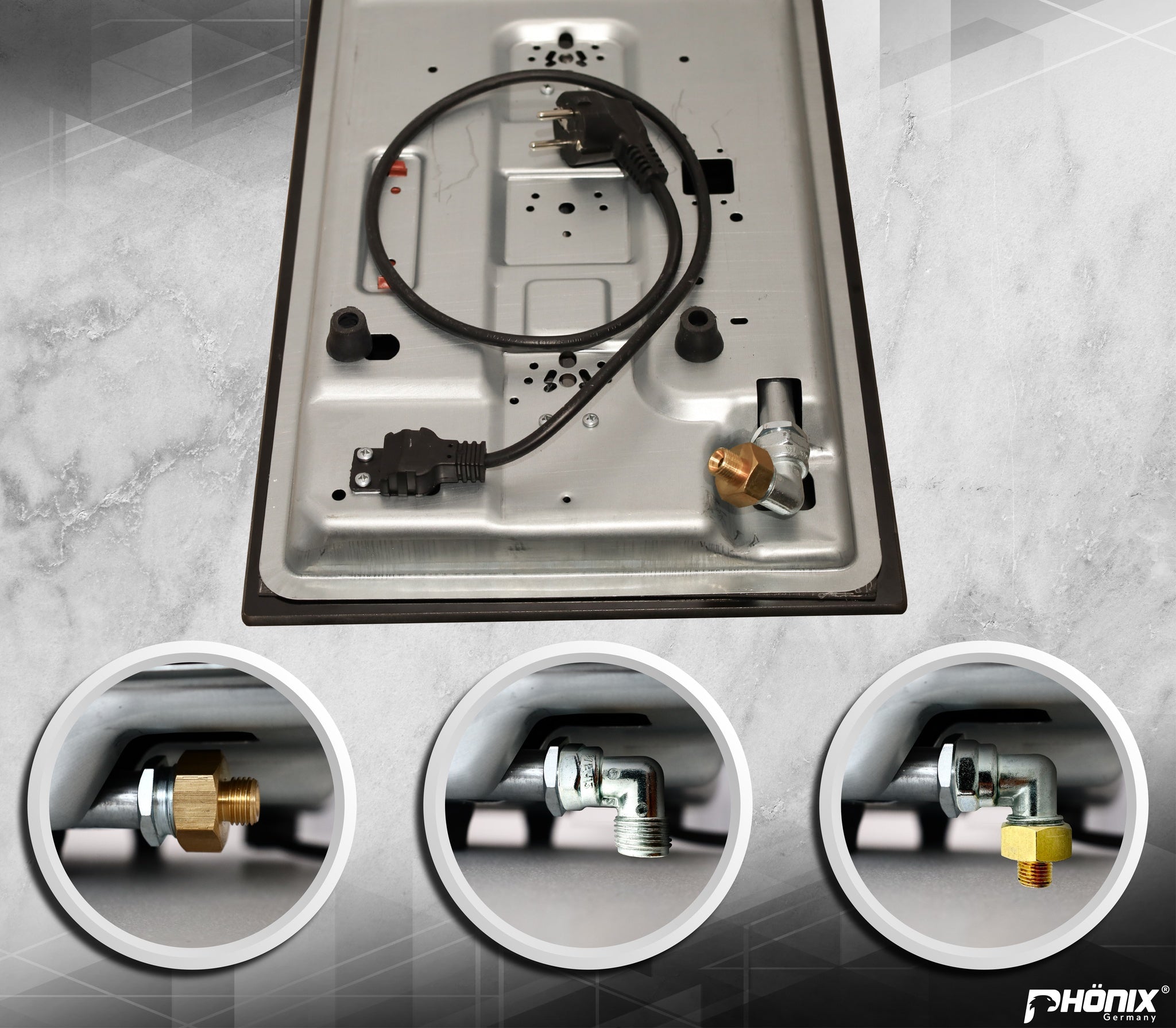 Phönix Domino-DG Gaskochfeld Glas Gaskocher 2 flammig, Propan /H-Gas