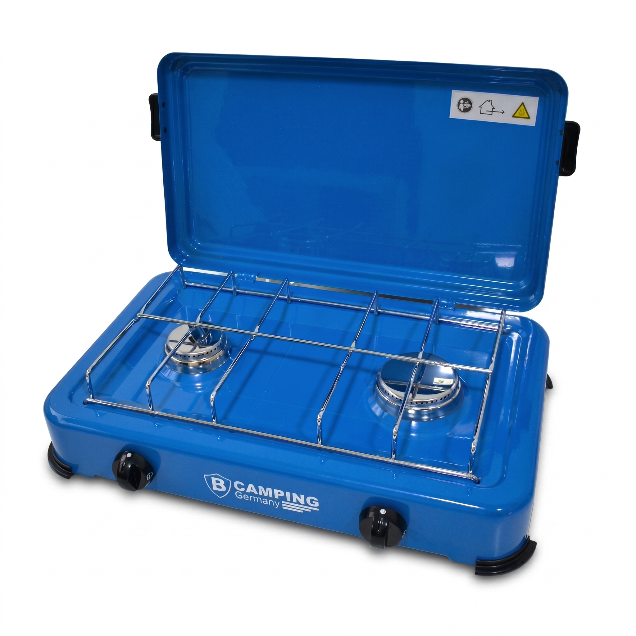 Propan Gaskocher 2 flammig Campingkocher 2,9 KW mit Deckel