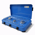 Propane gas stove, 3-burner camping stove, 3.7 kW with lid