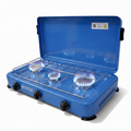 Propane gas stove, 3-burner camping stove, 3.7 kW with lid