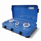 Propane gas stove, 3-burner camping stove, 3.7 kW with lid
