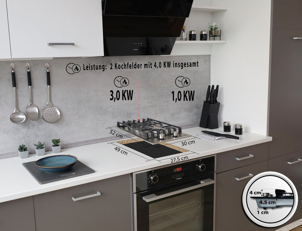 Phönix Domino-BSL Gaskochfeld 2 flammig, Propan/H-Gas Batterie-Zündung