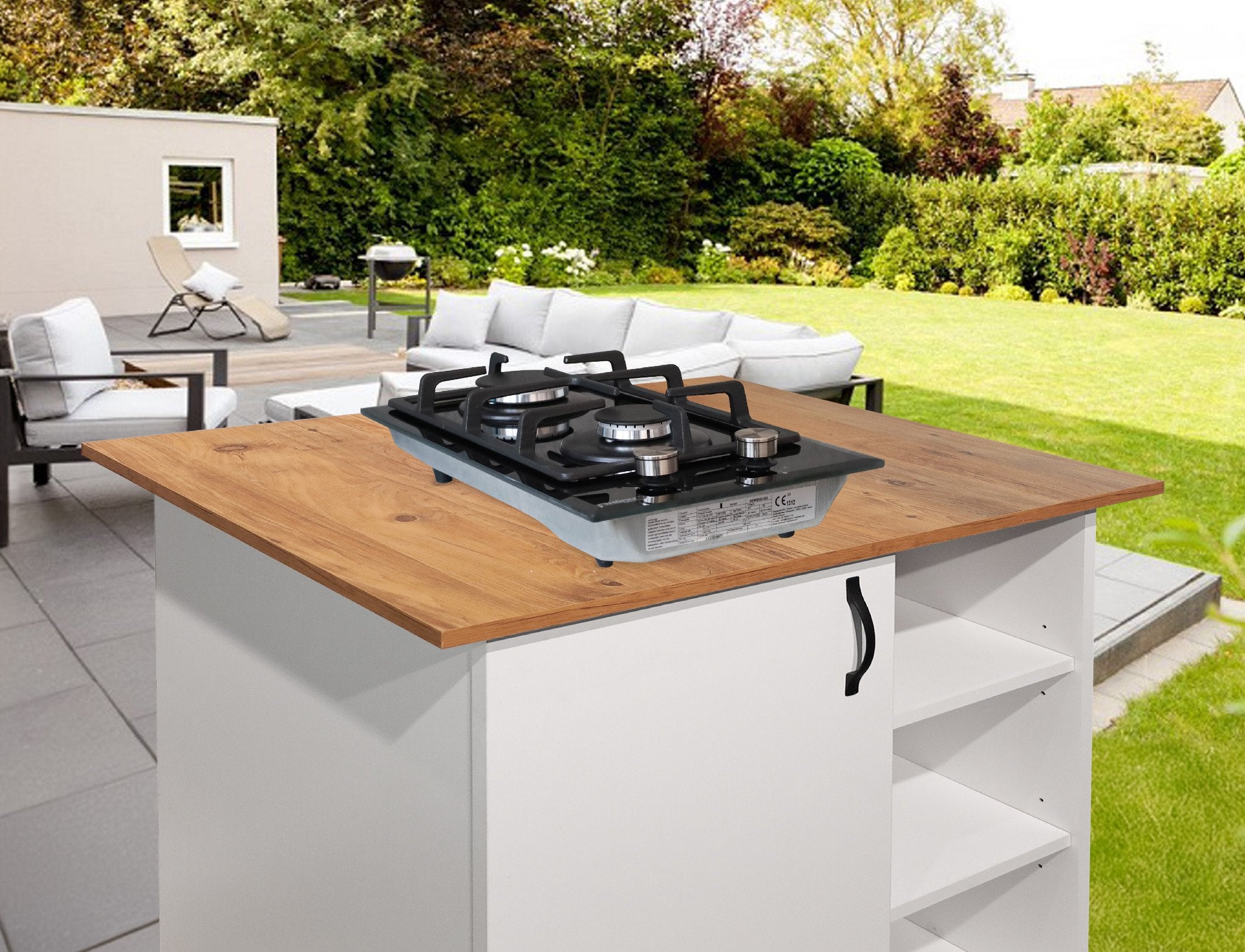 Phönix Domino-DG Gaskochfeld Glas Gaskocher 2 flammig, Propan /H-Gas