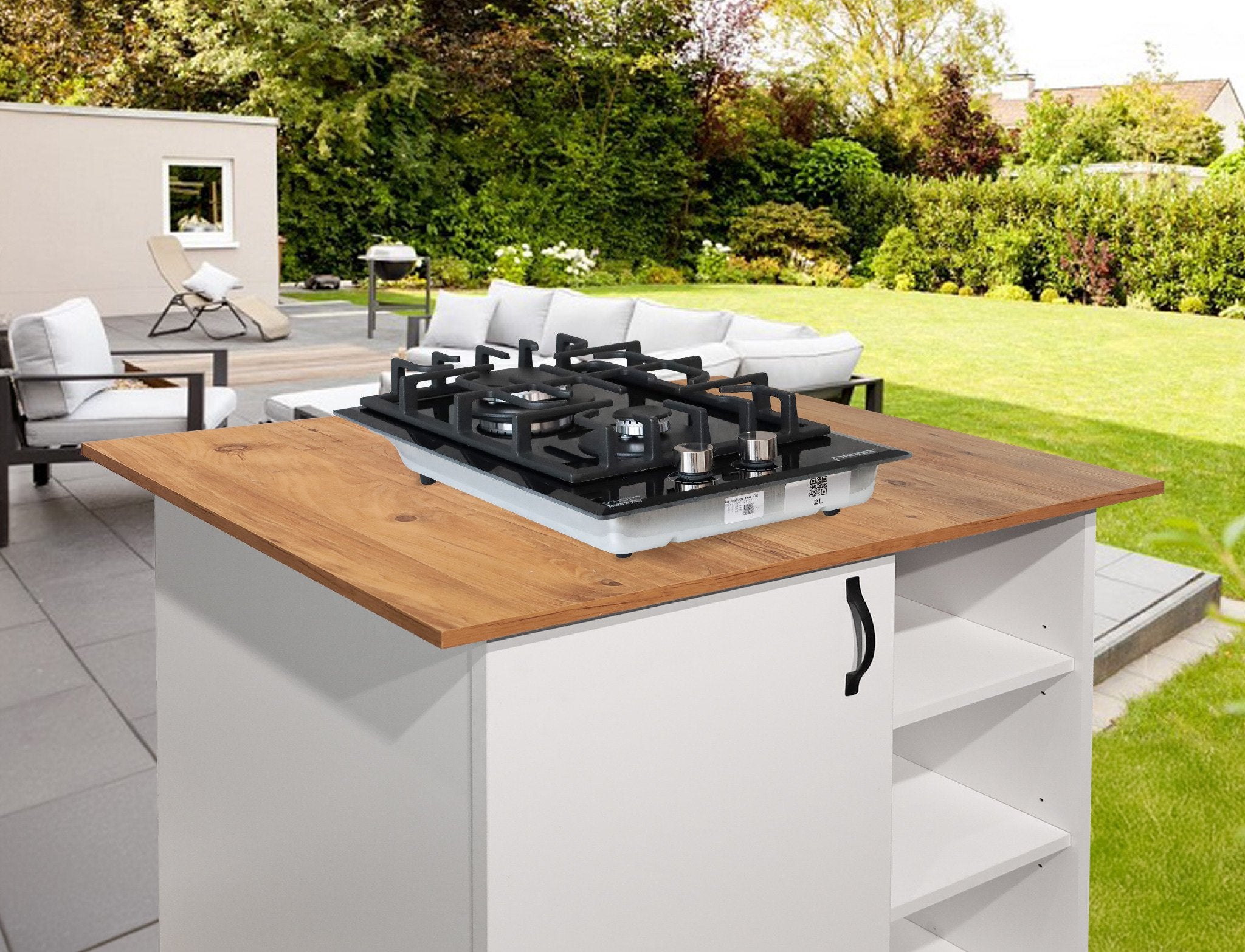 Phönix Domino-GL Gaskochfeld Glas Gaskocher 2 flammig, Propan / H-Gas