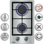 Phönix Domino-ST Gaskochfeld Edelstahl Gaskocher 2 flammig Propan +Set