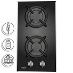 Phönix Domino-GT Gaskochfeld Glas 2 flammig Autark + Set Propan /H-Gas