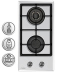 Phönix Domino-GW Gaskochfeld Weiß Glas 2 flammig Autark Propan /H-Gas