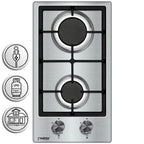 Phönix Domino-ST Gaskochfeld Edelstahl Gaskocher 2 flammig Propan +Set