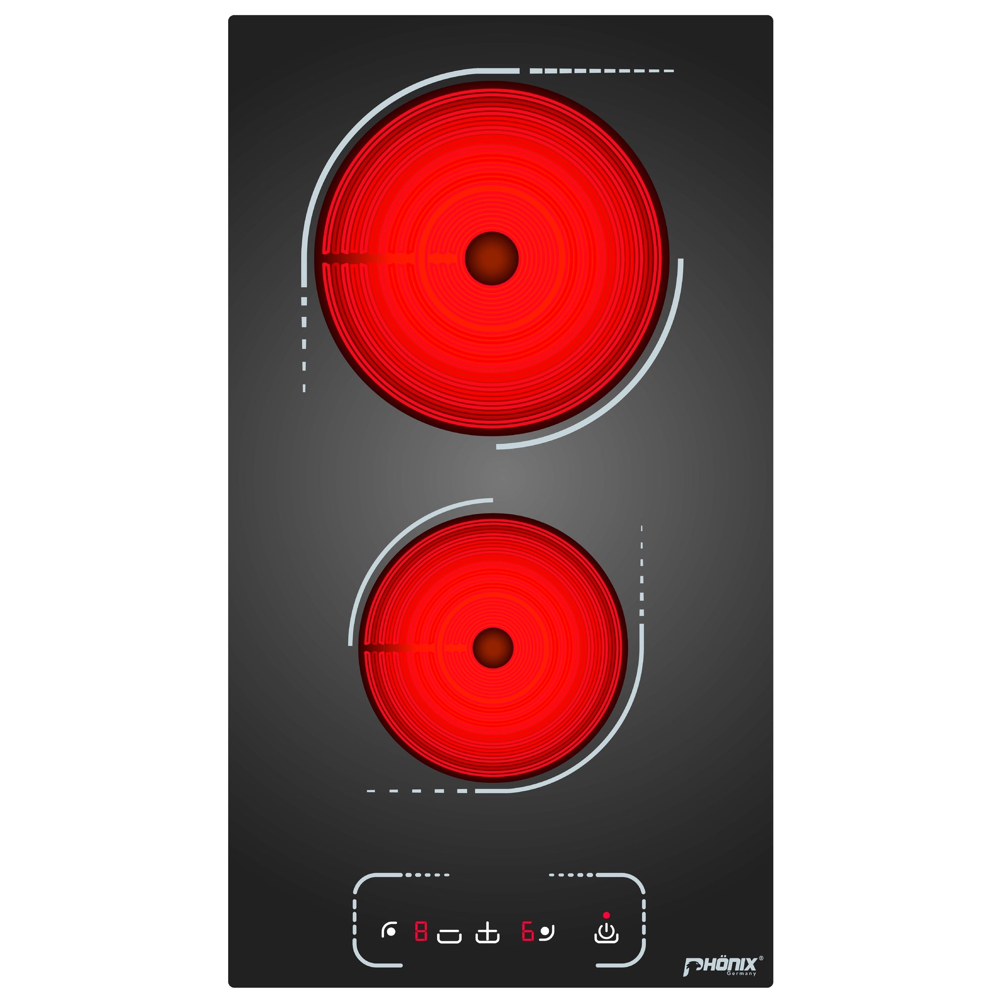 Phönix PC-302T Glaskeramikkochfeld 2 Zonen Glaskeramik Einbauherd, 9 Stufen, Timer