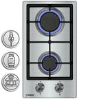 Phönix Domino-ST Gaskochfeld Edelstahl Gaskocher 2 flammig Propan +Set