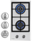 Phönix Domino-GW Gaskochfeld Weiß Glas 2 flammig Autark Propan /H-Gas