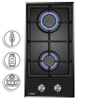 Phönix Domino-DG Gaskochfeld Glas Gaskocher 2 flammig, Propan /H-Gas