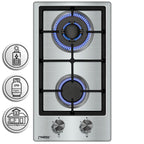 Phönix 102SBT Gaskochfeld Edelstahl Gaskocher 2 flammig, Propan /H-Gas