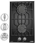 Phönix Domino-GL Gaskochfeld Glas Gaskocher 2 flammig, Propan / H-Gas