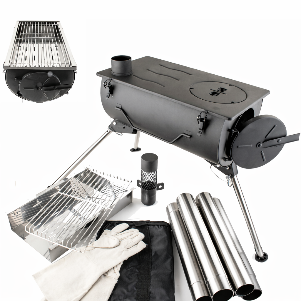 NJ WMCP03 Camping-Holzofen 2 kW mit Grill – Zeltofen & Terrassenofen