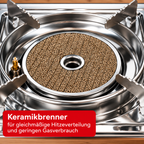 Rsonic Keramik Camping Gaskocher Campingkocher, Piezo, Windschutz inkl. Koffer