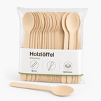 Holzlöffel 100 Stück aus Birkenholz in transparenter Verpackung