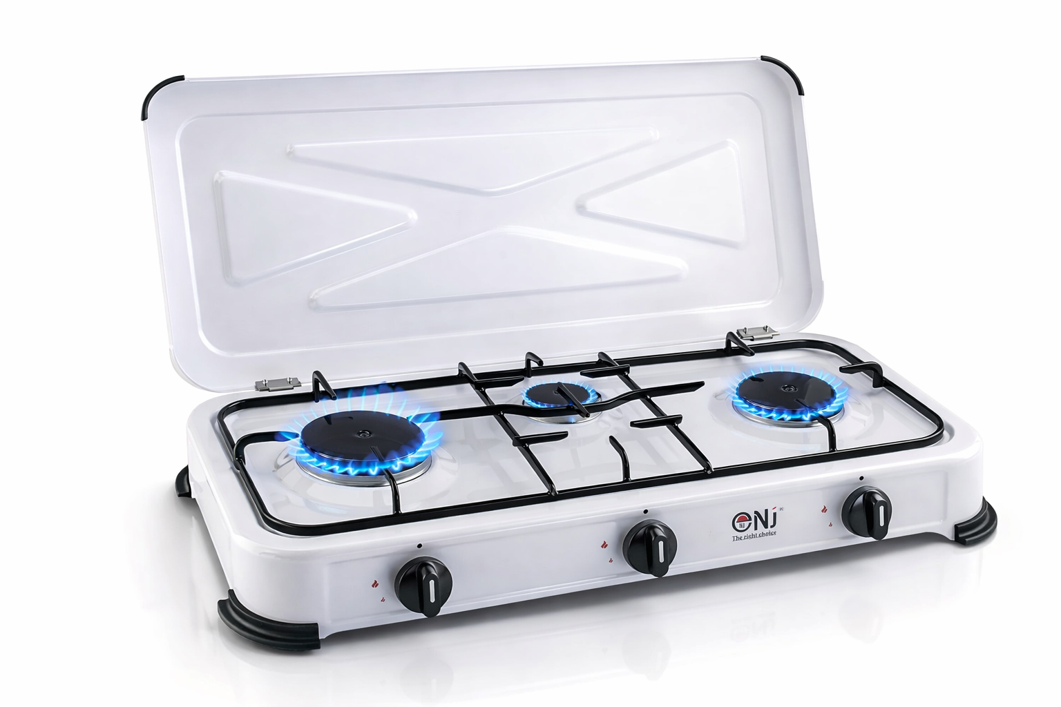 NJ-03 Gaskocher 3-flammig für Camping Propan 4,25 KW Deckel