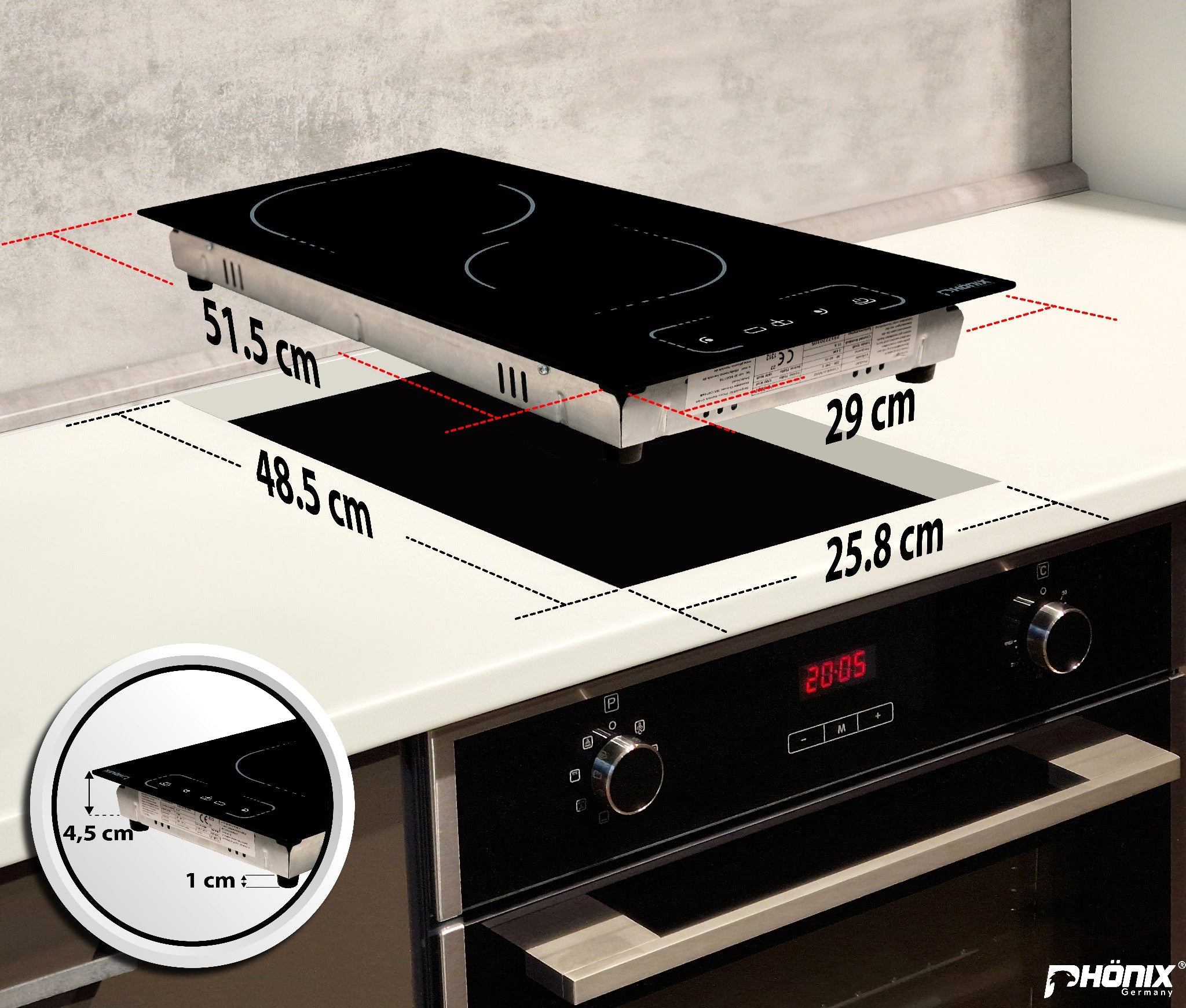Phönix PC-302T Glaskeramikkochfeld 2 Zonen Glaskeramik Einbauherd, 9 Stufen, Timer